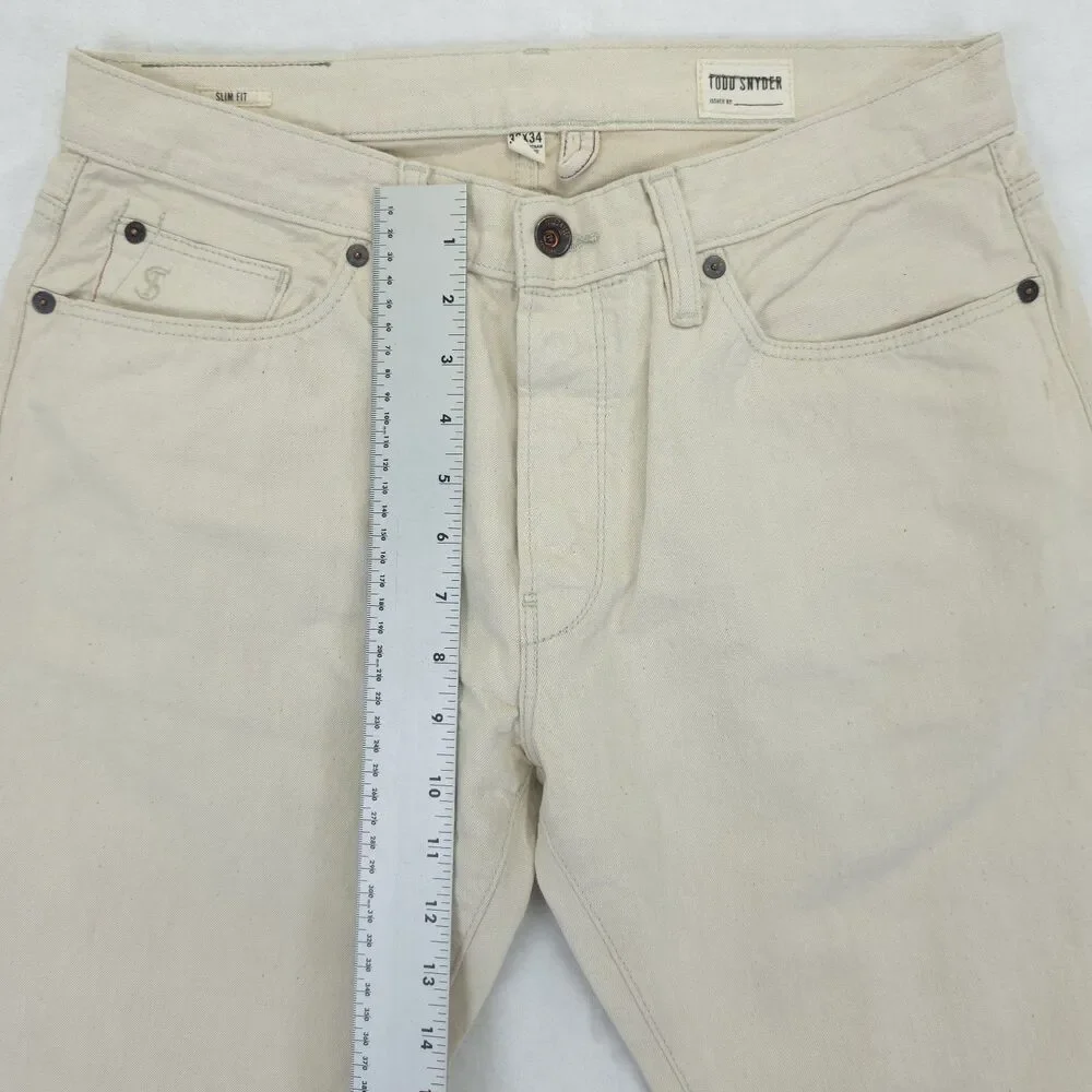 Todd Snyder Selvedge Denim 32x34 Slim Ivory Button Fly NWOT